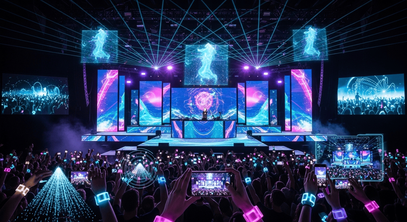 Concert stage with smart technology visuals